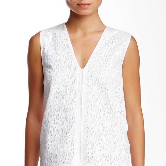 Vince Women's White V-neck Lace Tank - Picture 2 of 9
